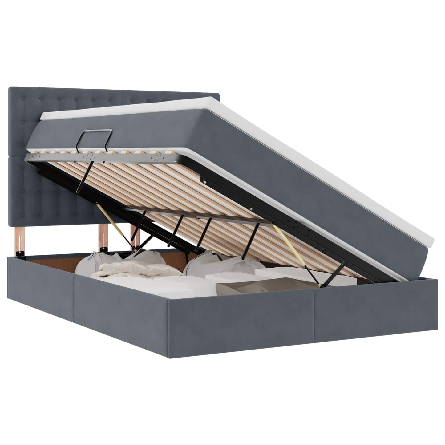 Letto con contenitore e materasso Grigio scuro 140 x 190 cm
