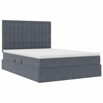 Letto con contenitore e materasso Grigio scuro 140 x 190 cm