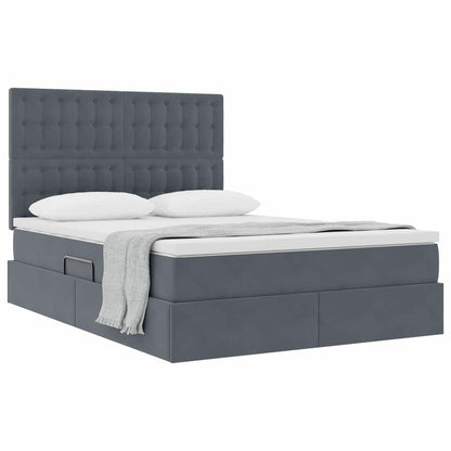 Letto con contenitore e materasso Grigio scuro 140 x 190 cm