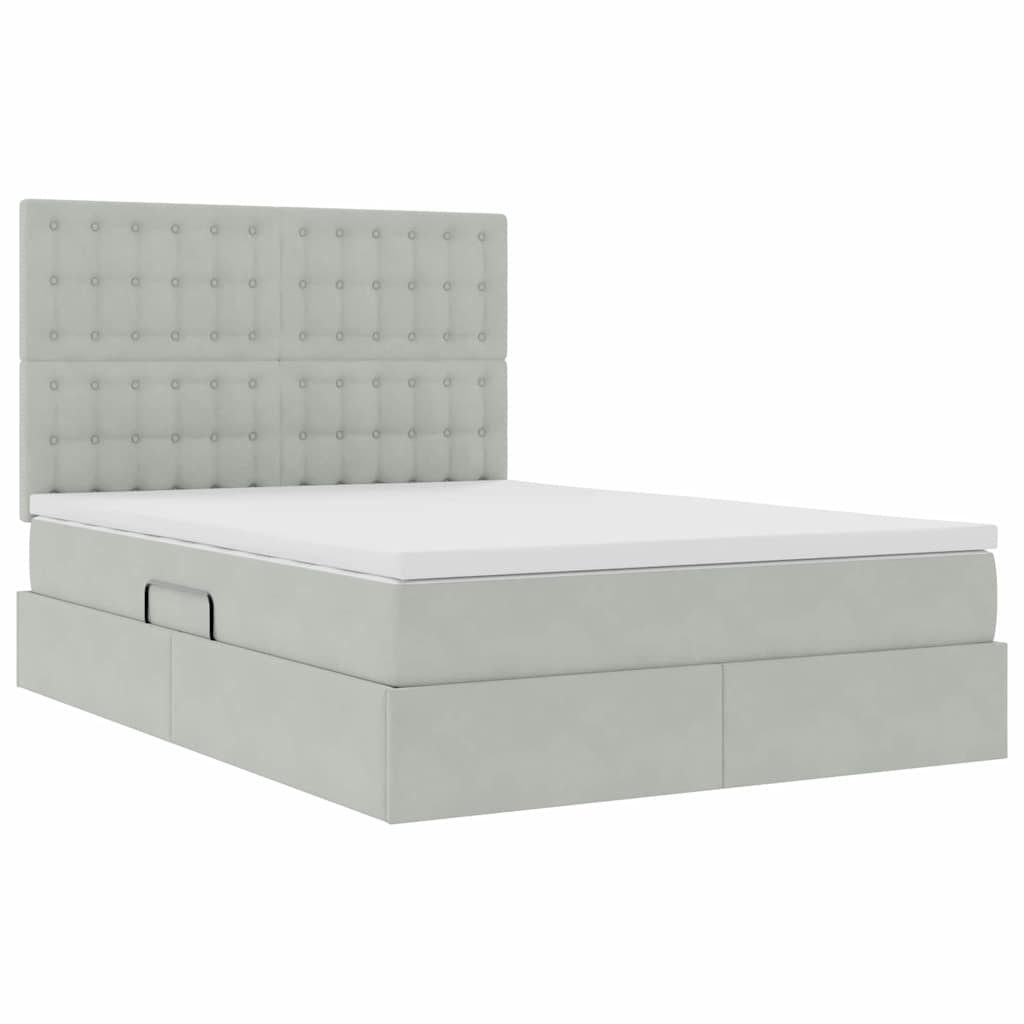 Letto con contenitore e materasso Grigio chiaro 140 x 200 cm