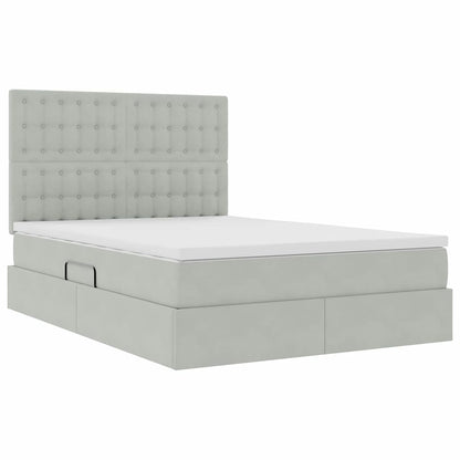 Letto con contenitore e materasso Grigio chiaro 140 x 200 cm