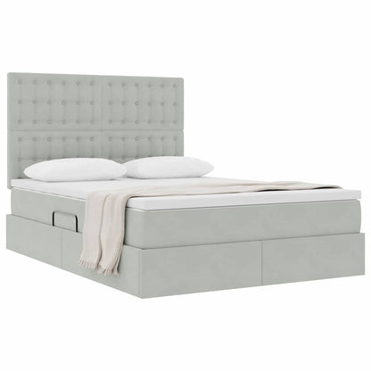 Letto con contenitore e materasso Grigio chiaro 140 x 200 cm