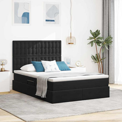 Letto con contenitore e materasso Nero 140 x 200 cm Velluto