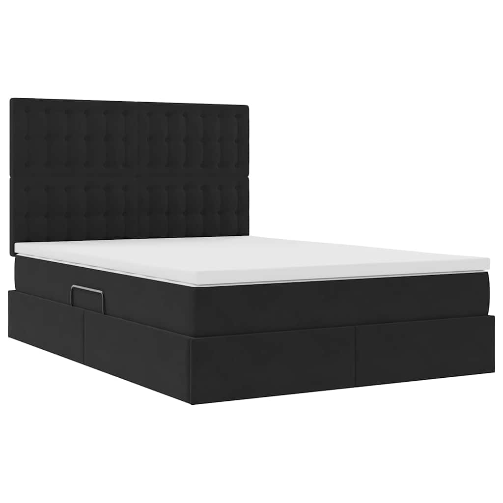 Letto con contenitore e materasso Nero 140 x 200 cm Velluto