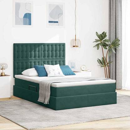 Letto con contenitore e materasso Verde Scuro 140 x 200 cm