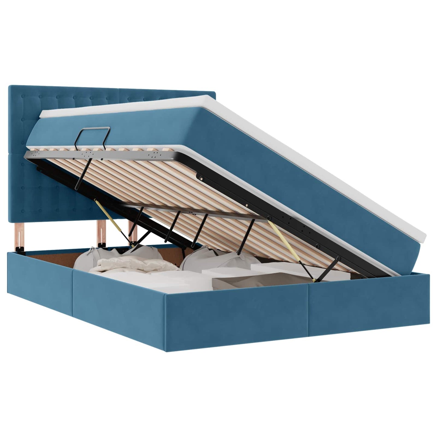 Letto con contenitore e materasso Blu Scuro 140 x 200 cm