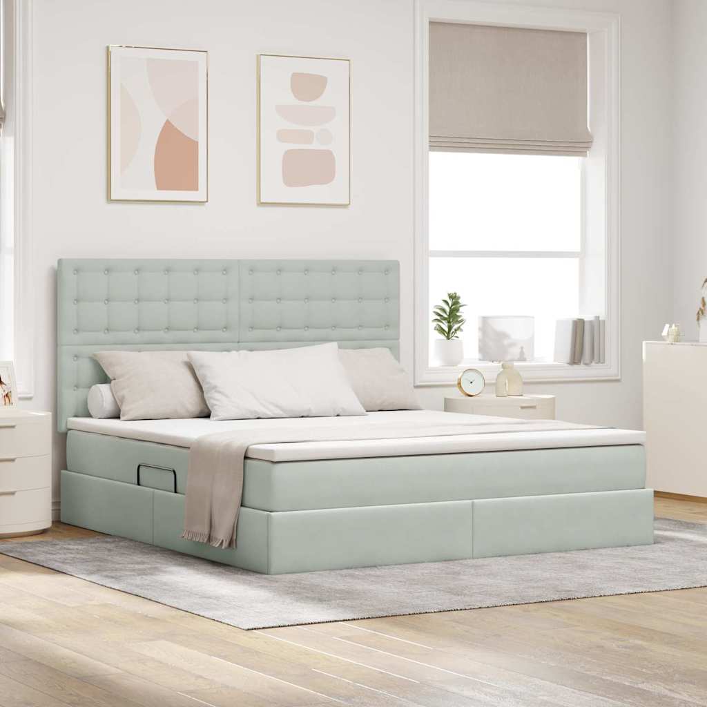 Letto con contenitore e materasso Grigio chiaro 160 x 200 cm
