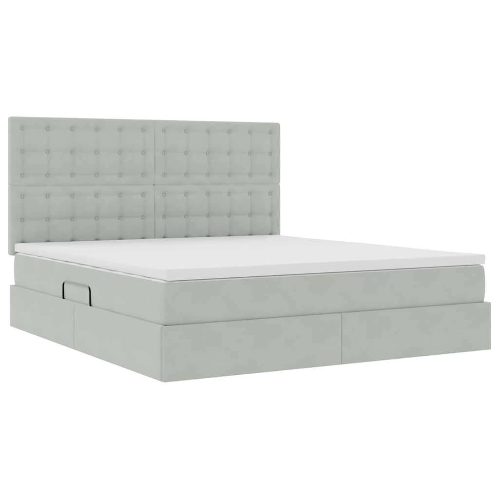 Letto con contenitore e materasso Grigio chiaro 160 x 200 cm