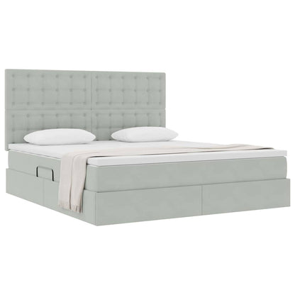 Letto con contenitore e materasso Grigio chiaro 160 x 200 cm