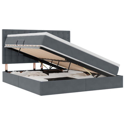 Letto con contenitore e materasso Grigio scuro 160 x 200 cm
