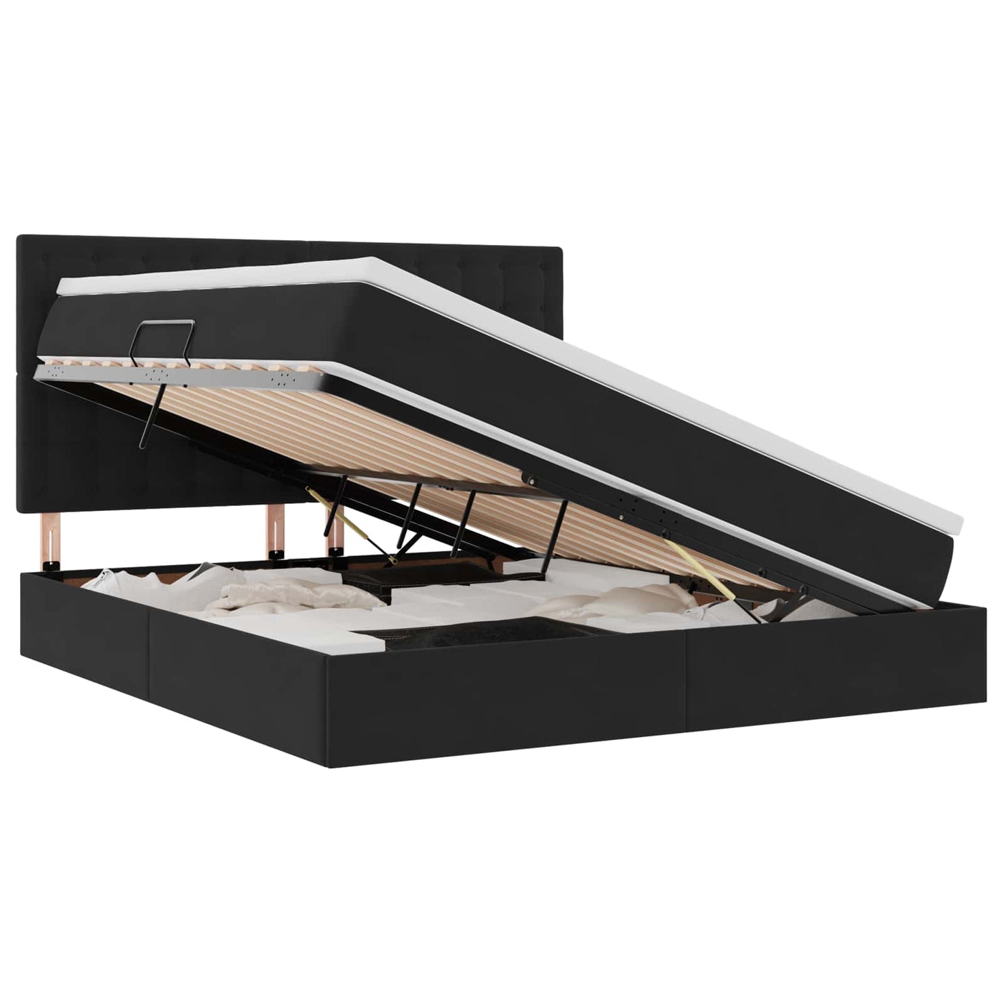 Letto con contenitore e materasso Nero 160 x 200 cm Velluto