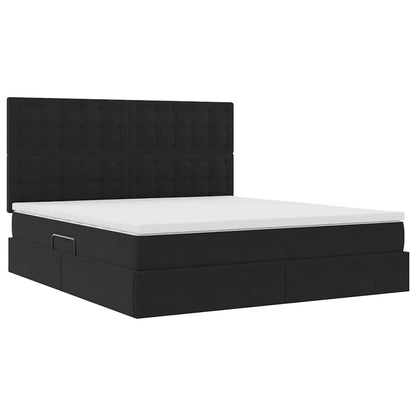 Letto con contenitore e materasso Nero 160 x 200 cm Velluto
