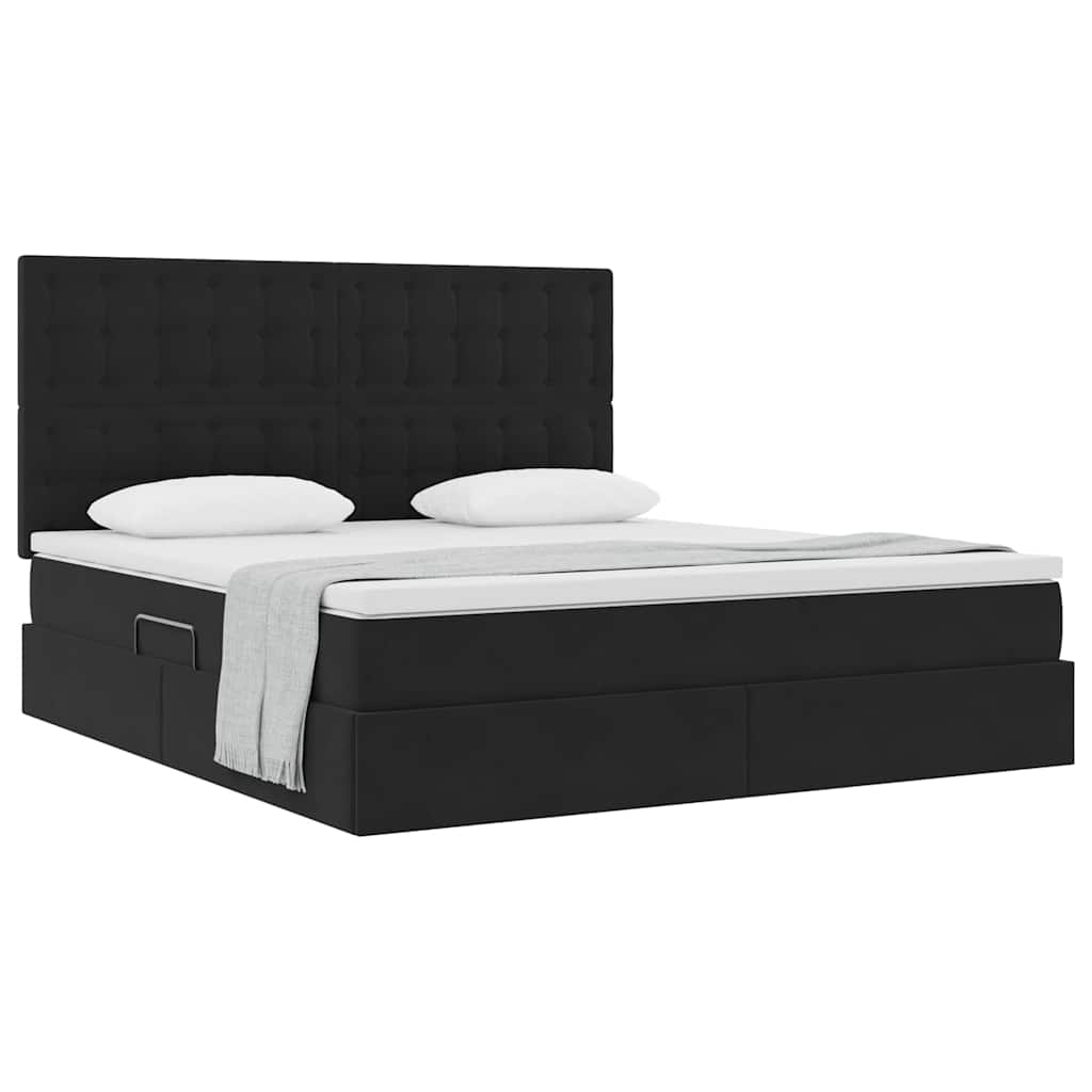 Letto con contenitore e materasso Nero 160 x 200 cm Velluto