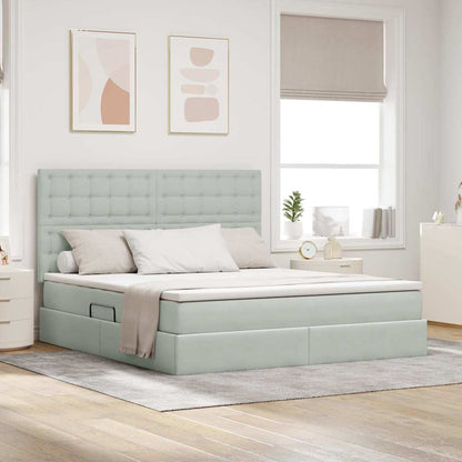 Letto con contenitore e materasso Grigio chiaro 180 x 200 cm