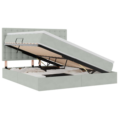 Letto con contenitore e materasso Grigio chiaro 180 x 200 cm