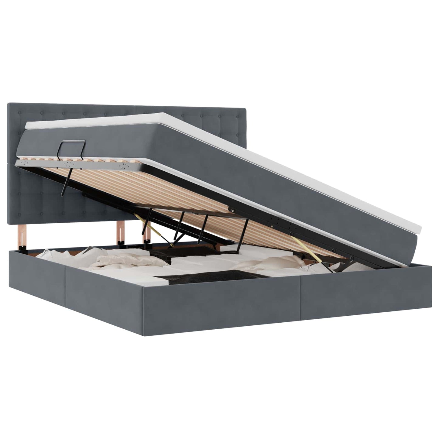 Letto con contenitore e materasso Grigio scuro 180 x 200 cm