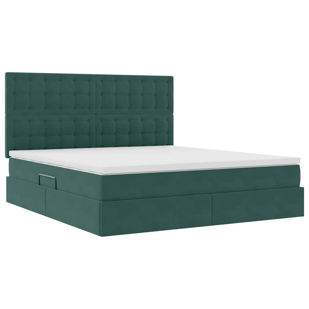 Letto con contenitore e materasso Verde Scuro 180 x 200 cm