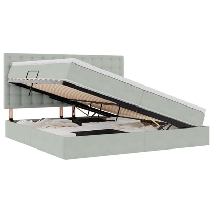 Letto con contenitore e materasso Grigio chiaro 200 x 200 cm
