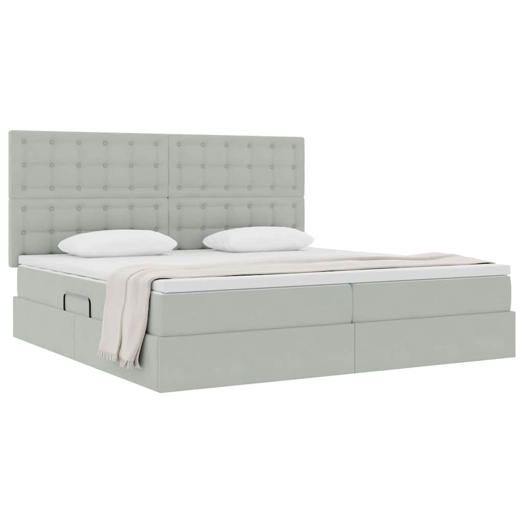 Letto con contenitore e materasso Grigio chiaro 200 x 200 cm