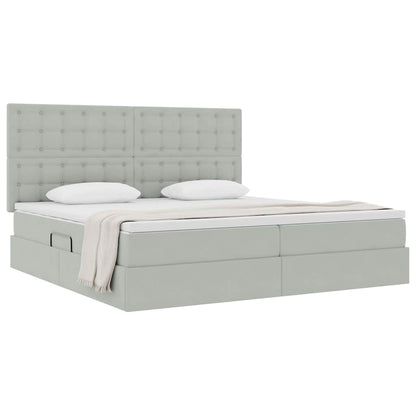 Letto con contenitore e materasso Grigio chiaro 200 x 200 cm