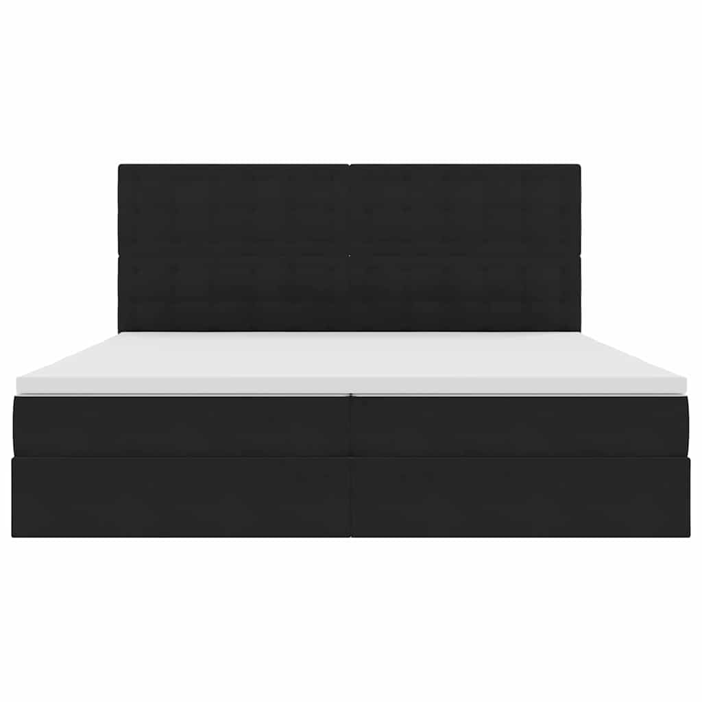 Letto con contenitore e materasso Nero 200 x 200 cm Velluto