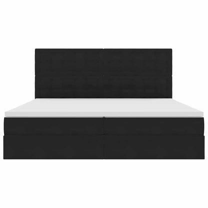 Letto con contenitore e materasso Nero 200 x 200 cm Velluto