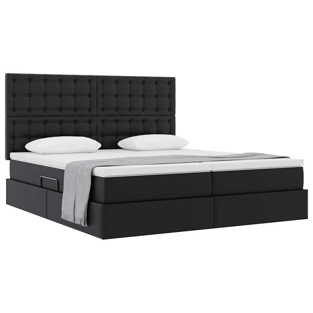 Letto con contenitore e materasso Nero 180 x 200 cm