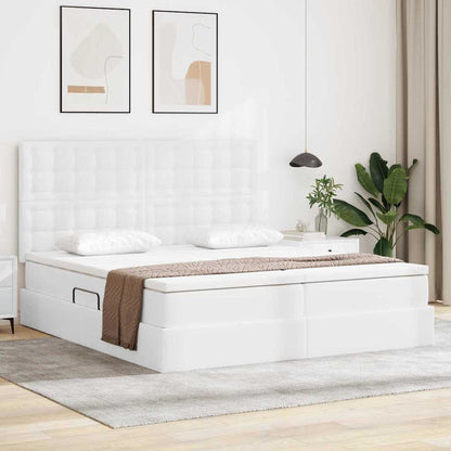 Letto con contenitore e materasso Bianco Puro 180 x 200 cm