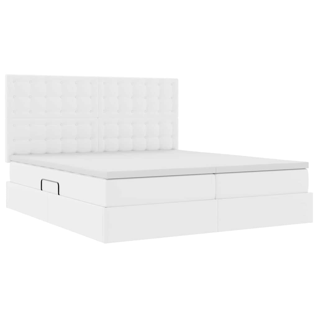 Letto con contenitore e materasso Bianco Puro 180 x 200 cm