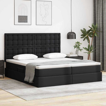 Letto con contenitore e materasso Nero 200 x 200 cm