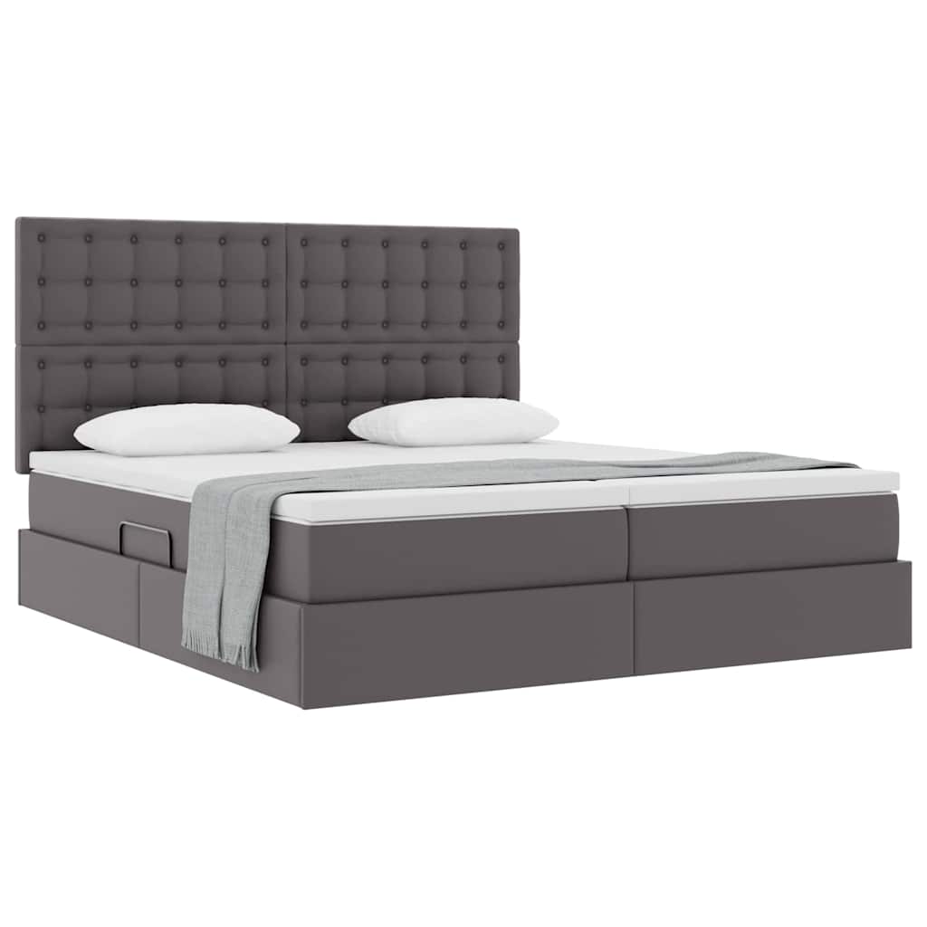 Letto con contenitore e materasso Grigio 200 x 200 cm