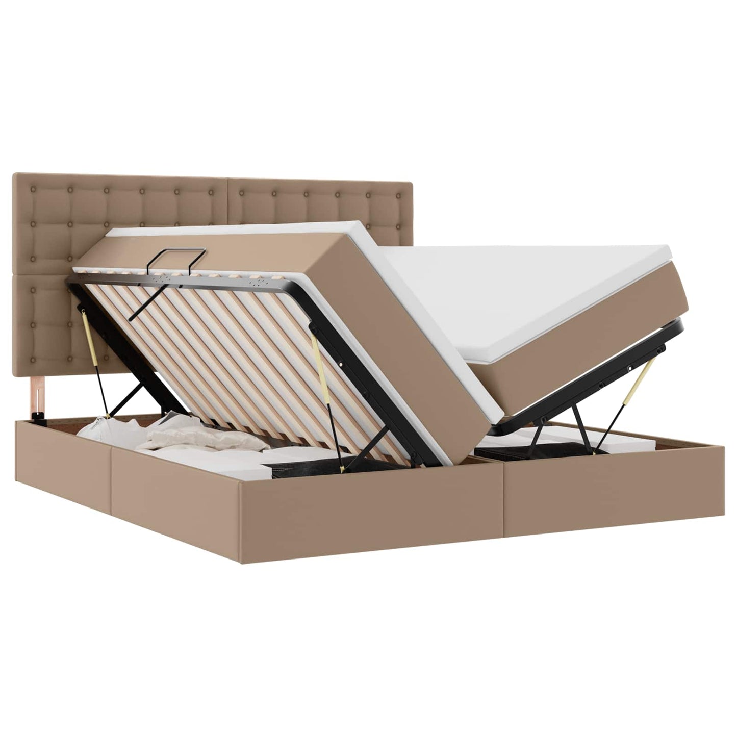 Letto con contenitore e materasso Cappuccino 200 x 200 cm
