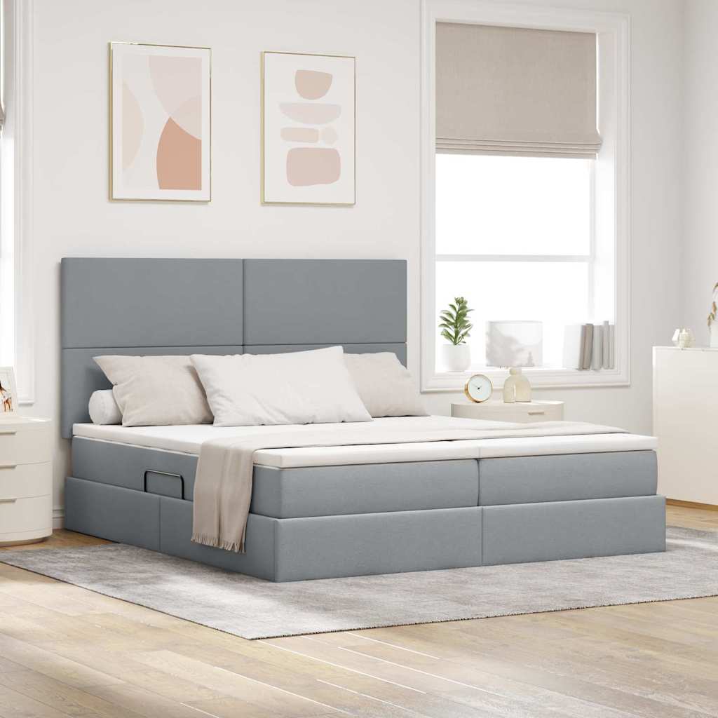 Letto con Contenitore con materasso Grigio chiaro 180 x 200 cm