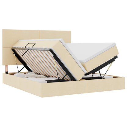 Letto con Contenitore Crema 180 x 200 cm Pelle Sintetica