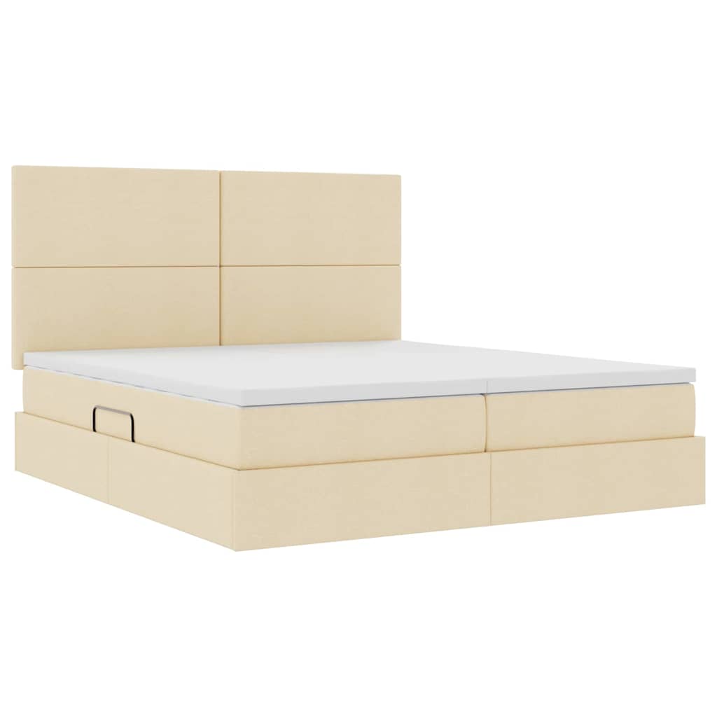 Letto con Contenitore Crema 180 x 200 cm Pelle Sintetica
