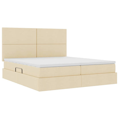 Letto con Contenitore Crema 180 x 200 cm Pelle Sintetica