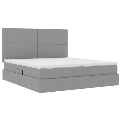 Letto con Contenitore con materasso Grigio chiaro 200 x 200 cm