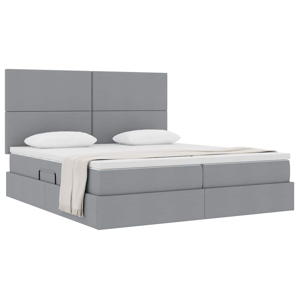 Letto con Contenitore con materasso Grigio chiaro 200 x 200 cm