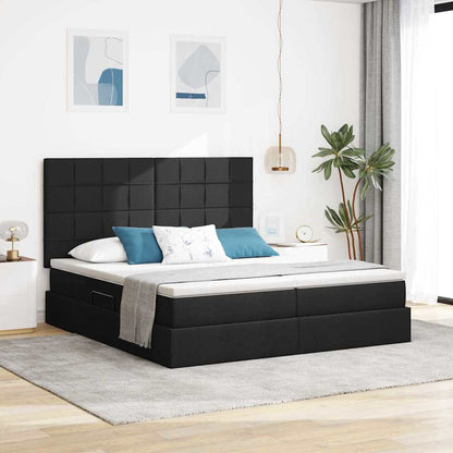 Letto con Contenitore Nero 180 x 200 cm Pelle sintetica