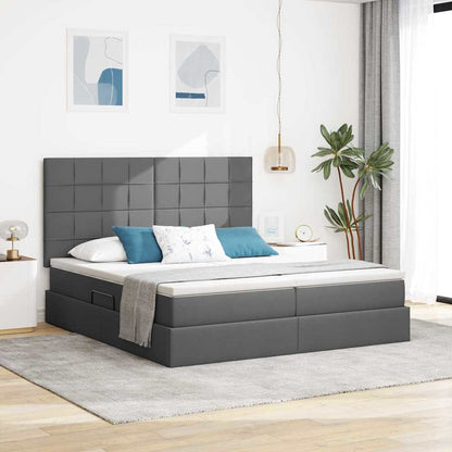 Letto con Contenitore Grigio scuro 200 x 200 cm Pelle Sintetica