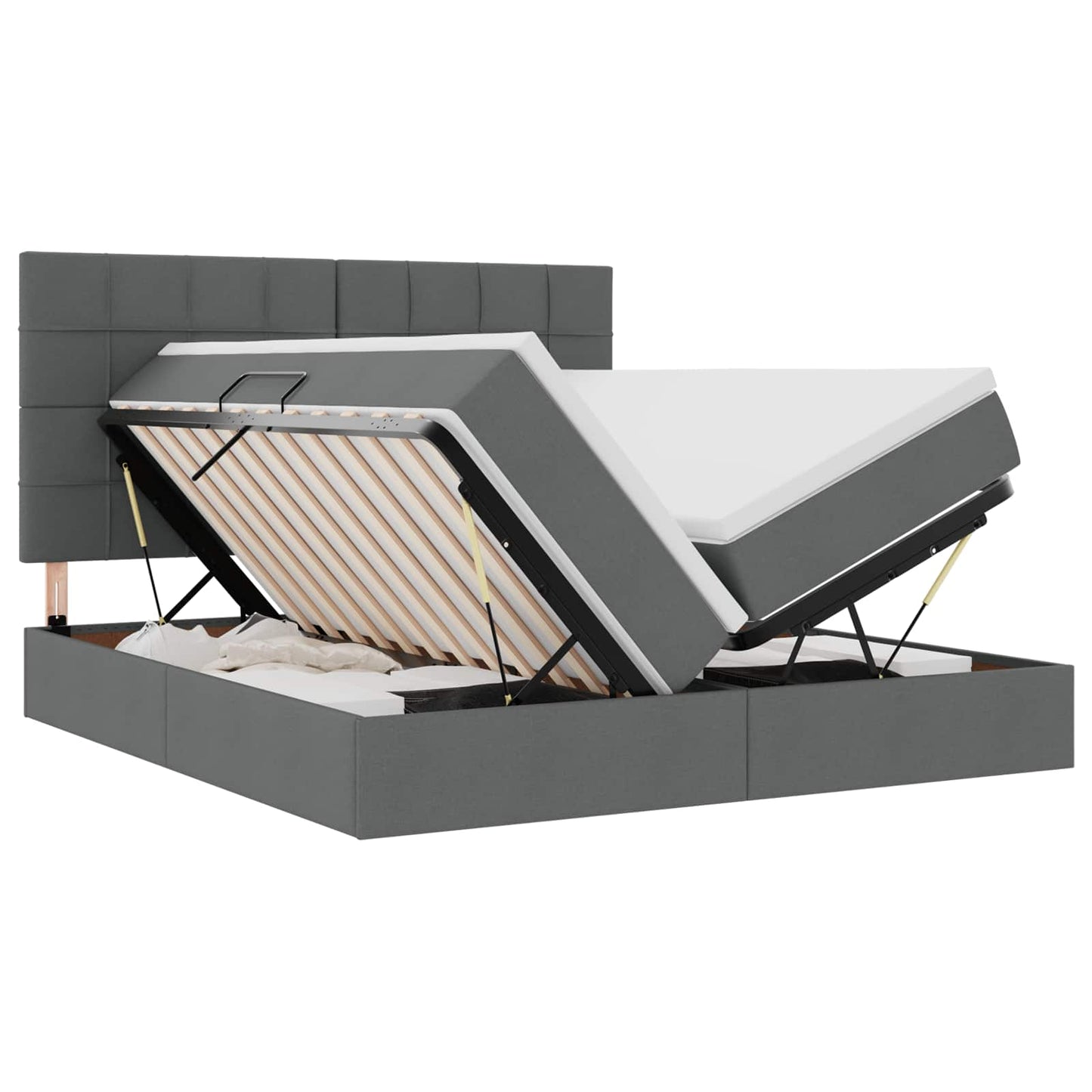 Letto con Contenitore Grigio scuro 200 x 200 cm Pelle Sintetica