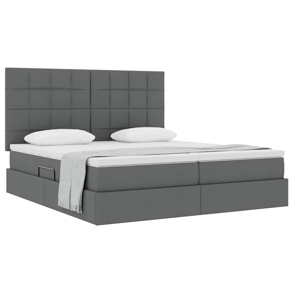 Letto con Contenitore Grigio scuro 200 x 200 cm Pelle Sintetica