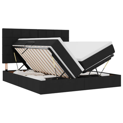 Letto con Contenitore Nero 200 x 200 cm Pelle Sintetica