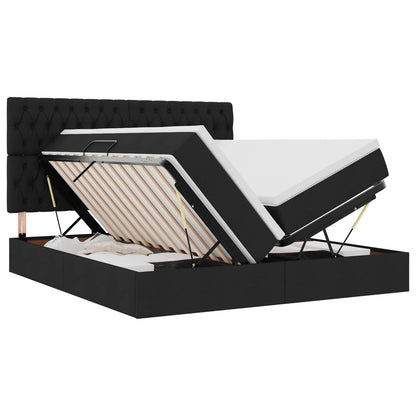 Letto con Contenitore Nero 180 x 200 cm Pelle sintetica