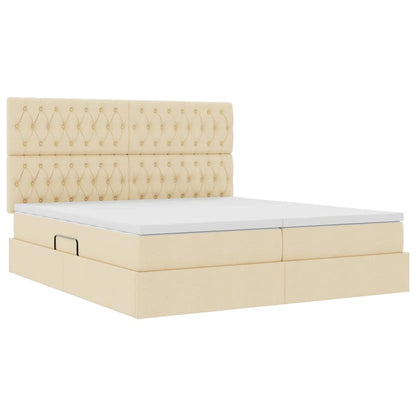 Letto con Contenitore Crema 180 x 200 cm Pelle Sintetica