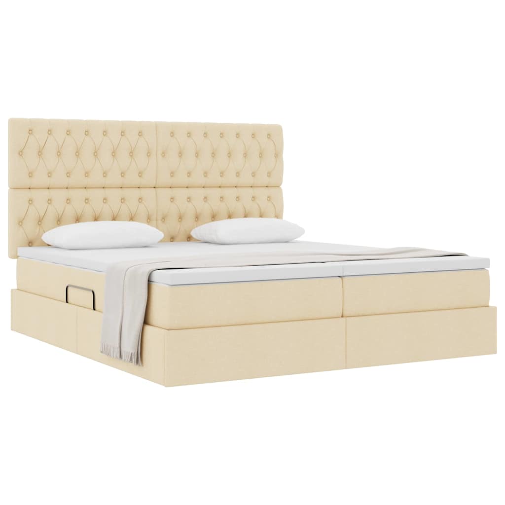 Letto con Contenitore Crema 180 x 200 cm Pelle Sintetica