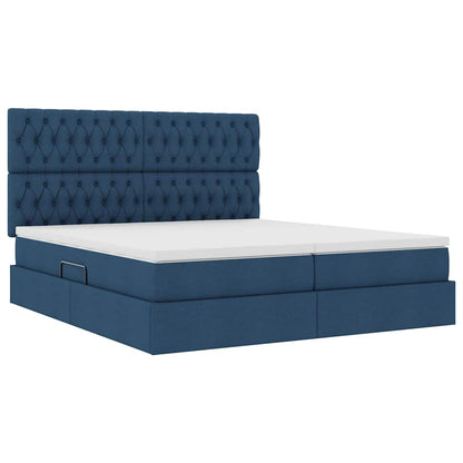 Letto con Contenitore Blu 180 x 200 cm Pelle Sintetica