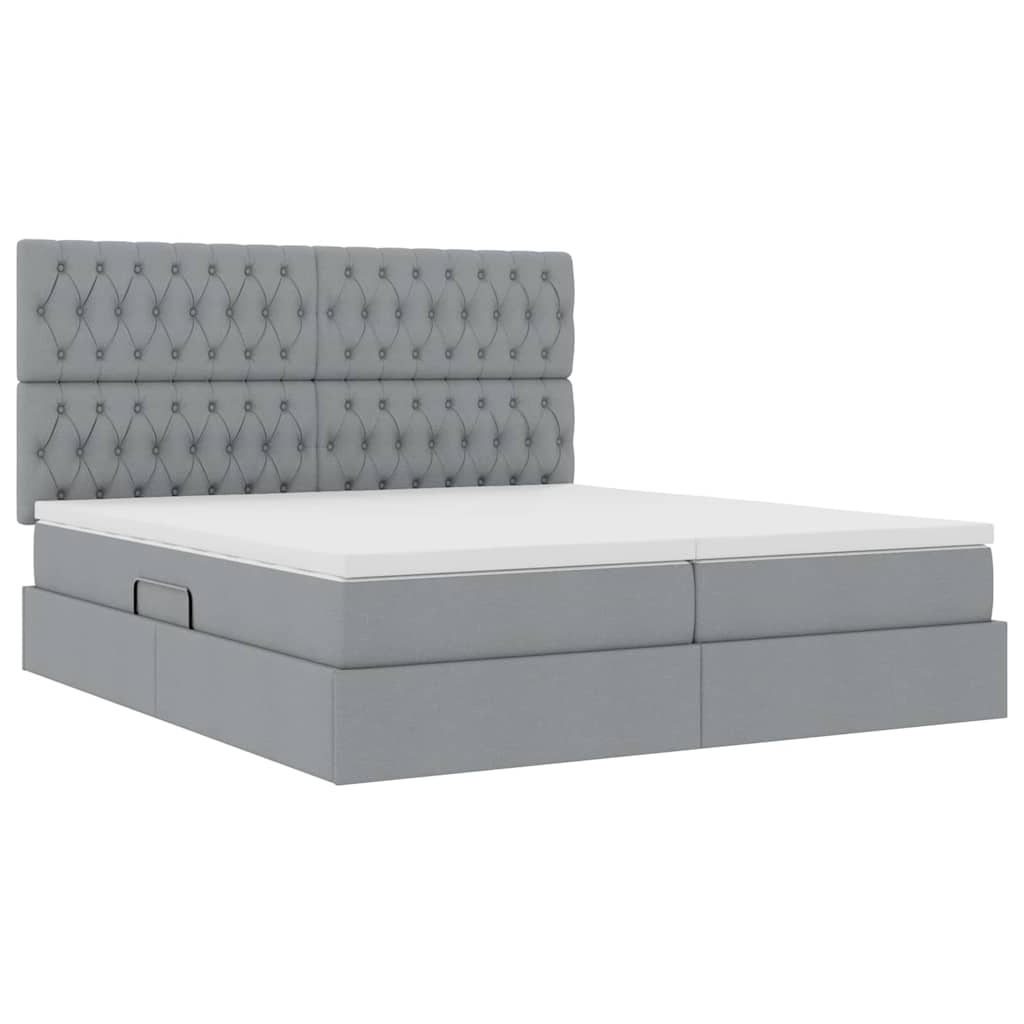 Letto con Contenitore con materasso Grigio chiaro 200 x 200 cm