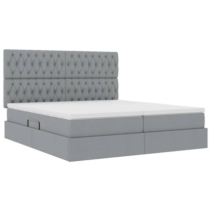 Letto con Contenitore con materasso Grigio chiaro 200 x 200 cm