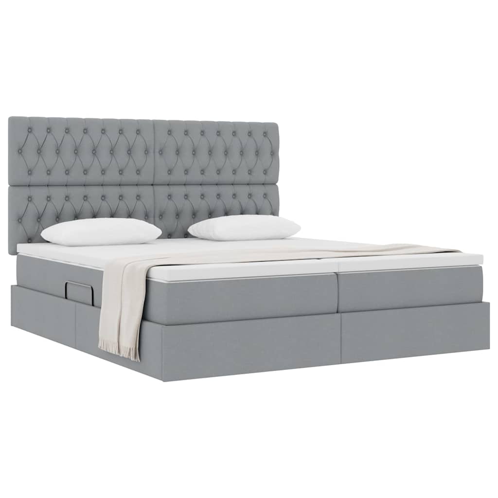 Letto con Contenitore con materasso Grigio chiaro 200 x 200 cm
